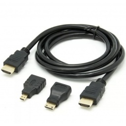 CABLE HDMI 3 EN 1 CABLE 1.5MT + 2 ADAPTADORES MICRO-HDMI Y MINI HDMI