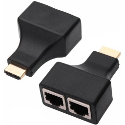 EXTENSOR ADAPTADOR CONVERSOR HDMI A RED LAN 2 CABLES ETHERNET RJ45 CAT5E CAT6 30 METROS