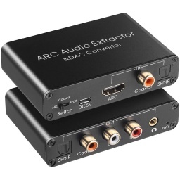 ADAPTADOR CONVERSOR EXTRACTOR DE AUDIO HDMI ARC Y FIBRA SPDIF A JACK RCA COAXIA