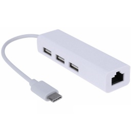 HUB USB TIPO C 3 PUERTOS USB 2.0 + ADAPTADOR ETHERNET LAN USB-C USB TYPE C RJ45 RED