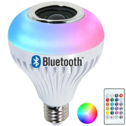 LAMPARA LED RGB PARLANTE BLUETOOTH Y CONTROL REMOTO MANEJO DE COLORES E27 6W