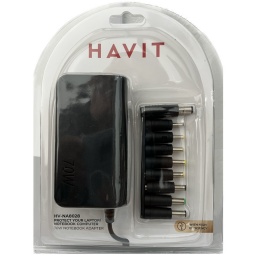 CARGADOR UNIVERSAL COMPATIBLE PARA NOTEBOOK LAPTOP MULTIPLES PUNTAS 70W HAVIT PUERTO USB