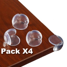 PACK X4 PROTECTORES DE ESQUINAS DE MESA MUEBLES PUNTAS SILICONA TRANSPARENTE REDONDO