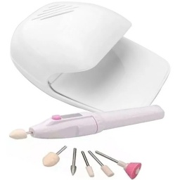 KIT COMPLETO DE MANICURA LAMPARA SECADOR ESMALTE Y TORNO PARA UAS 5 PUNTAS