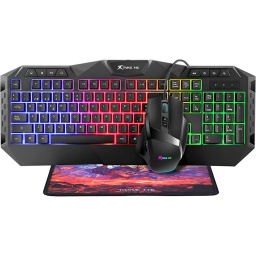 COMBO 3 EN 1 TECLADO ESPAOL + MOUSE + PAD GAMER LUCES LED RGB CABLEADO USB MK-900