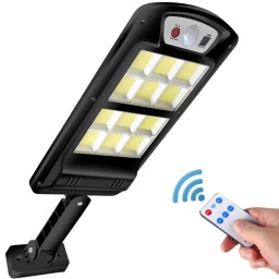 LUZ EXTERIOR FOCO SOLAR 50W 12COB LEDS SENSOR FOTOCELULA + CONTROL REMOTO + TORNILLOS