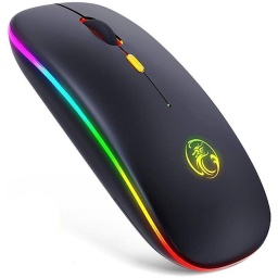 MOUSE INALAMBRICO RECARGABLE ILUMINADO LED RGB ULTRA FINO SLIM SUPER DELGADO 2.4GHZ