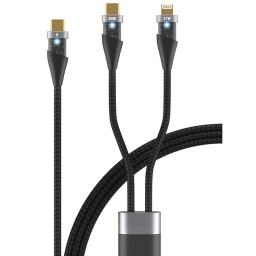 CABLE DOBLE ACORDONADO USB C 60W TIPO C Y LIGHTNING PARA IPHONE USBC MACHO DE 1.5 METROS CARGA DATOS