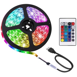 ROLLO CINTA LUCES LED TIRA RGB 5050 3M USB 3 METROS CON CONTROL REMOTO