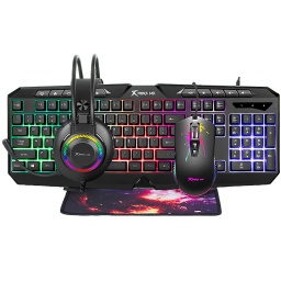 COMBO GAMER 4 EN 1 TECLADO MOUSE AURICULARES PAD LUZ LED RGB XTRIKE-ME CMX-410