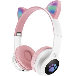 AURICULARES INALAMBRICO BLUETOOTH 5.0 VINCHA CABEZA CON OREJAS DE GATO HEADSET LUZ LED RGB