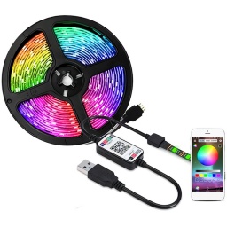 ROLLO CINTA LUCES LED TIRA RGB 5050 5M USB 5 METROS CON APP BLUETOOTH