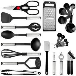 Set X5 Utensilios Cocina Acero Inoxidable Plástico Pp Full