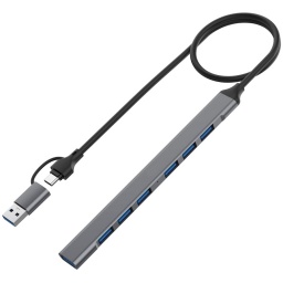 HUB USB TIPO C + USB 3.0 7 PUERTOS USB 50CM CABLE + ADAPTADOR