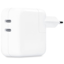 CARGADOR 35W DOBLE PUERTO TIPO C USB-C COMPATIBLE CON IPAD Y 2 IPHONE 14 15 EN SIMULTANEO