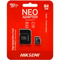 MEMORIA MICROSD 64GB CON ADAPTADOR HIKSEMI MICRO-SD CLASE 10 92 MBS R