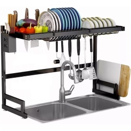 ESCURRIDOR SECA PLATOS SOBRE BACHA VAJILLA DE ACERO RACK COCINA ACERO 2 PISOS 65 CM SECAPLATOS