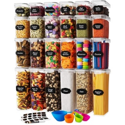SET RECIPIENTES ALMACENAMIENTO DE ALIMENTOS CON TAPAS 24 PIEZAS PLASTICO ORGANIZADORES FRASCOS
