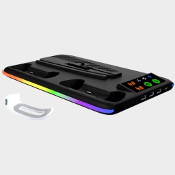 FAN COOLER BANDEJA DE VENTILACION + 2 BASE CARGA DE CONTROLES JOYSTICK PS5 PLAYSTATION 5 HUB USB RGB