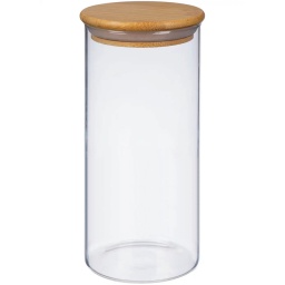 FRASCO DE VIDRIO TAPA BAMBU BOLLON RECIPIENTE DE 1700 ML 25 X 10 CM
