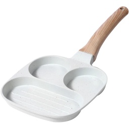 SARTEN ANTIADHERENTE DE 3 DIVISIONES PLANCHA HUEVOS OMELETTE PANQUEQUES TORTILLAS DESAYUNOS