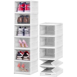 ZAPATERA PLEGABLE ORGANIZADOR DE ZAPATOS CON TAPAS Y PUERTAS 6 NIVELES SIN ARMADO
