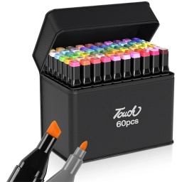 PACK SET DE 60 MARCADORES RESALTADORES CON DOBLE PUNTA FINA Y CINCEL + ESTUCHE