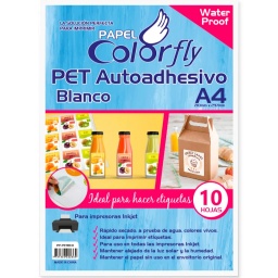 PAPEL FOTOGRAFICO PET AUTOADHESIVO RESISTENTE AL AGUA A4 RESMA 10 HOJA CALIDAD 720DPI 200GRS