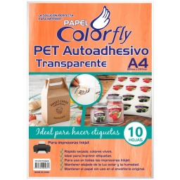 PAPEL FOTOGRAFICO PET AUTOADHESIVO TRANSPARENTE A4 RESMA 10 HOJA CALIDAD 720DPI 200GRS