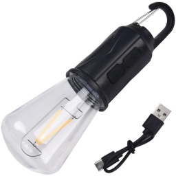 LAMPARA BOMBITA T02 LUZ LED FILAMENTO RECARGABLE USB INTERIOR EXTERIOR BOMBILLA ARNES COLGAR CAMPING