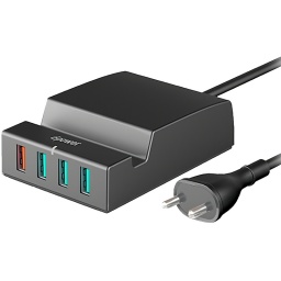 BASE CARGADOR ZAPATILLA 4 PUERTOS 1 USB QC 3.0 Y 3 PUERTO USB CARGA RAPIDA 6A CELULARES Y TABLETAS