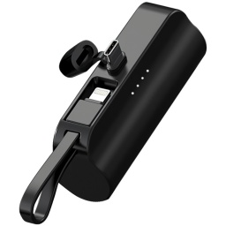CARGADOR PORTATIL POWER BANK 5000 MAH CONECTOR TIPO C USB-C + CABLE LIGHTNING IPHONE