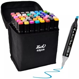 PACK SET DE 48 MARCADORES RESALTADORES CON DOBLE PUNTA FINA Y CINCEL + ESTUCHE