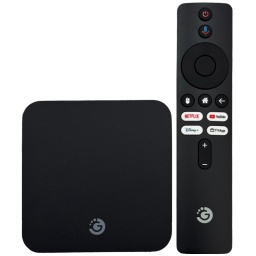 SMART TV BOX 4K ANDROID 12 QUAD CORE 16GB ROM 2GB RAM CON CONTROL REMOTO ASISTENTE VOZ GBOX GOLDTECH