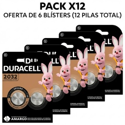 BLISTER PACK X12 PILA BATERIA CR2032 DURACELL LITIO LITHIUM RELOJ 3V  12 UNIDADES 2032