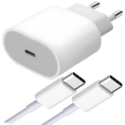 COMBO KIT CARGADOR 25W + CABLE USB-C PD CARGA RAPIDA USB TIPO PARA IPHONE 17 16 15