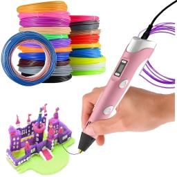L�PIZ LAPICERA 3D + 20 ROLLOS DE FILAMENTO DE COLOR DE REGALO IMPRESOS 3D PARA NI�OS - ROSADO