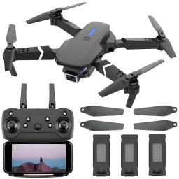 DRONE E88 CON CAMARA 4K CONTROL REMOTO 3 BATERIAS Y 4 HELICES DE REPUESTO