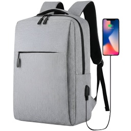 MOCHILA 17" IMPERMEABLE IDEAL ESTUDIANTES Y COMPARTIMIENTO PARA NOTEBOOK LAPTOP PUERTO USB - GRIS