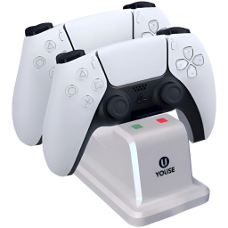 BASE CARGADOR DOBLE CONTROL JOYSTICK PLAYSTATION 5 PS5 CON CABLE USB-C