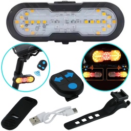 LUZ LED PARA BICICLETA TRASERA CON SE�ALERO A CONTROL REMOTO RECARGABLE USB CYGM-2229