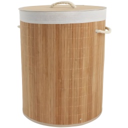 CESTO O CANASTO PARA ROPA SUCIA REDONDO EN BAMBU CON TAPA 50 X 35CM