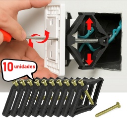 SET DE TORNILLO PARA REPARAR CAJAS ESTANCA PACK X10 SOPORTES DE PLACA TOMACORRIENTES ENCHUFES LLAVES