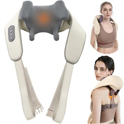 MASAJEADOR DE ESPALDA CUELLO HOMBROS CERVICALES SIMULA MANOS RECARGABLE CASA Y AUTO