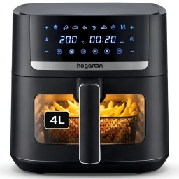 FREIDORA DE AIRE 1350W CAPACIDAD 4L PANEL DIGITAL Y VISOR AIR FRYER 4 LITROS HOGARON