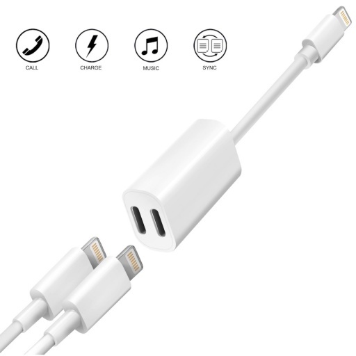 ADAPTADOR SPLIT O SPLITTER LIGHTNING AUDIO Y CARGA IPHONE 2 EN 1