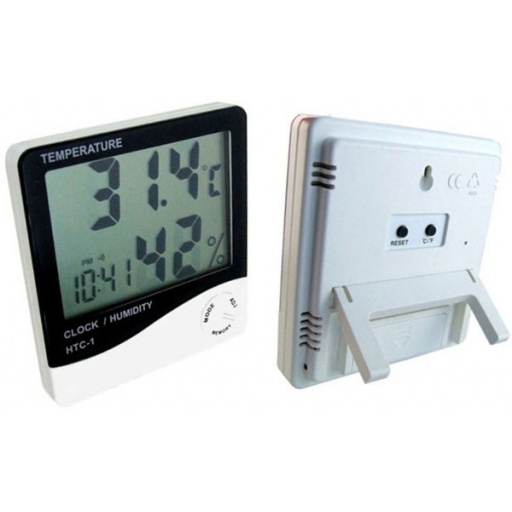 RELOJ TERMOMETRO PARED DIGITAL CONTROL DE HUMEDAD ALARMA TEMPERATURA