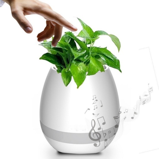 MINI MACETA PARLANTE BLUETOOTH SISTEMA TOUCH PIANO Y LED PLANTA