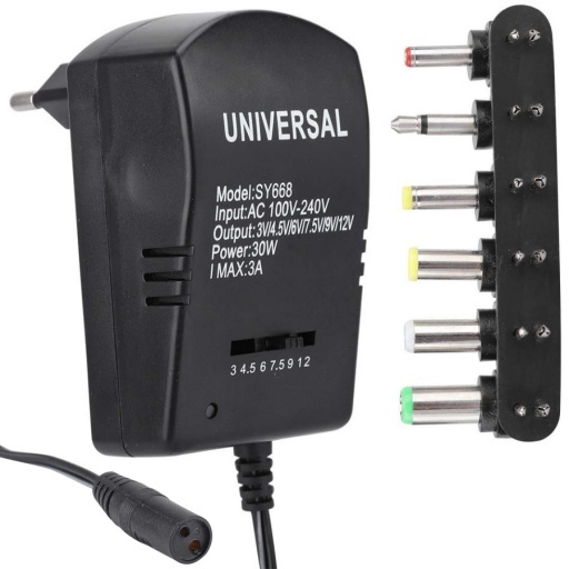 CARGADOR UNIVERSAL MULTIPLES USOS 3V 4.5V 6V 7.5V 9V 12 VOLTS 6 PUNTAS