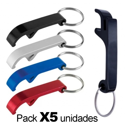 LLAVERO DESTAPADOR DE ALUMINIO IDEAL PROMOCIONES REGALOS SOUVENIR PACK X5 UNIDADES